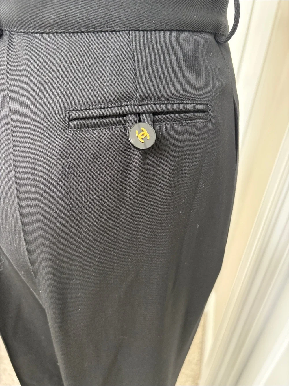 Chanel Vintage Black Wool Pleated Pants - mid 1990’s